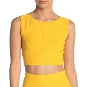 BCBG Reversible Yellow Sleeveless Crop Top NWT Size XS Gold Sexy Scoop V Neck